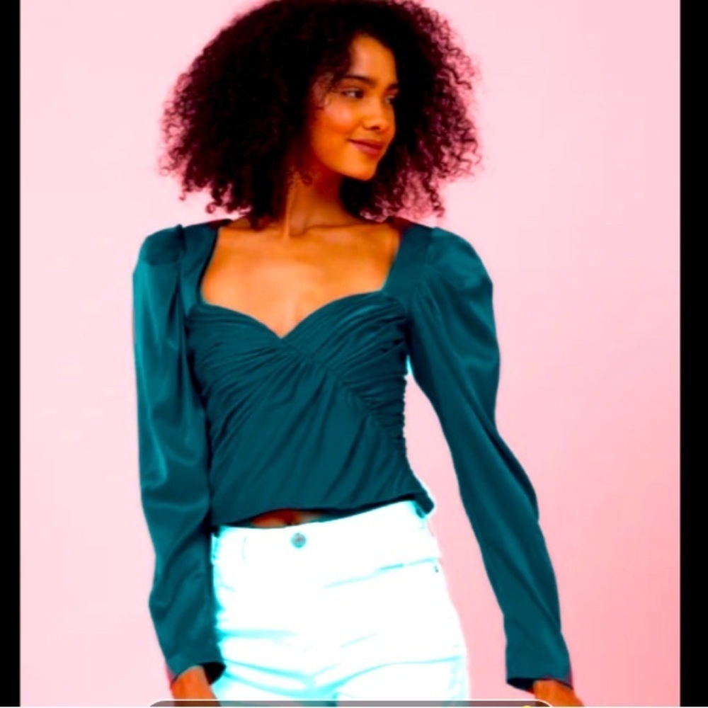 Nwt hutch satin Alra top teal emerald Rare $248 spring evening party anthro